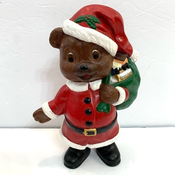 Vintage Hand-painted Ceramic Santa Teddy Bear 9” - Picture 1 of 5